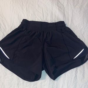 size two black hotty hot lulu shorts, long